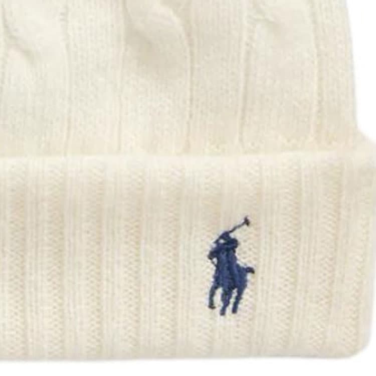 Шапка Polo Ralph Lauren Плюшевые шапки с круглым узором женские белые - изображение 3