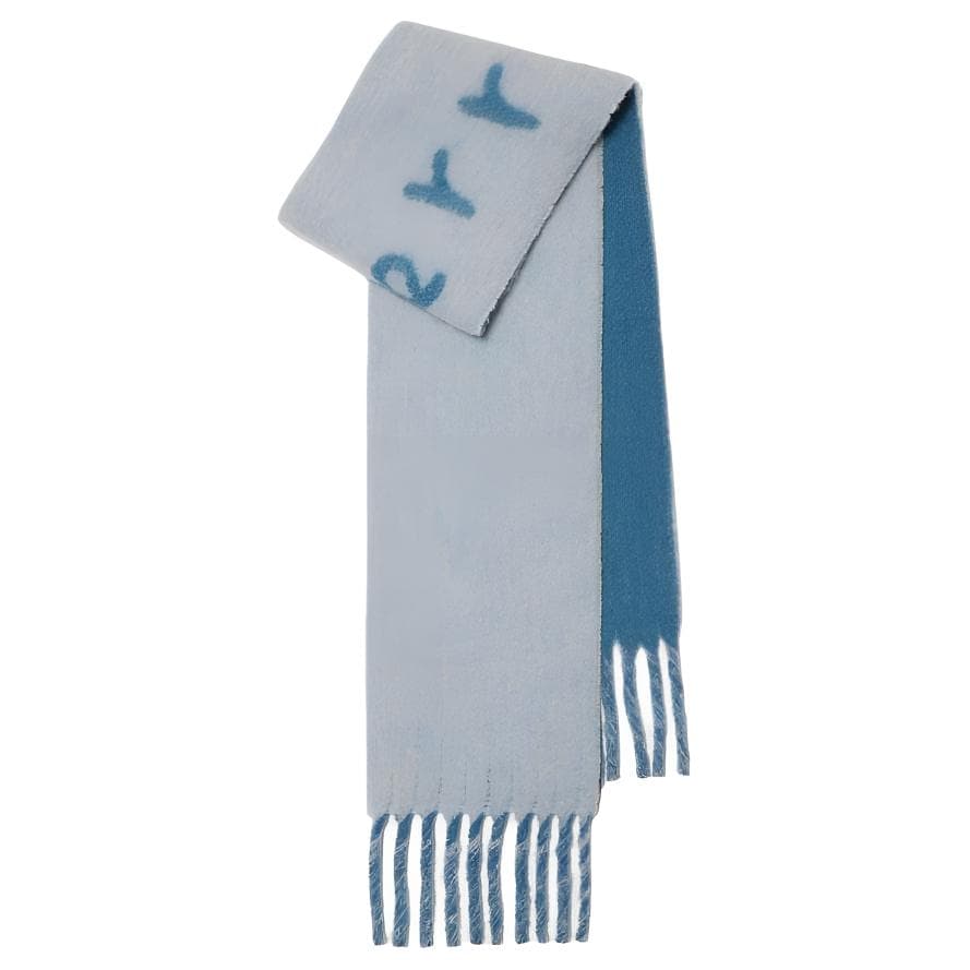 Шарф Burberry Шерсть Альпака Полиамид Knit Scarves Unisex Синий - изображение 2