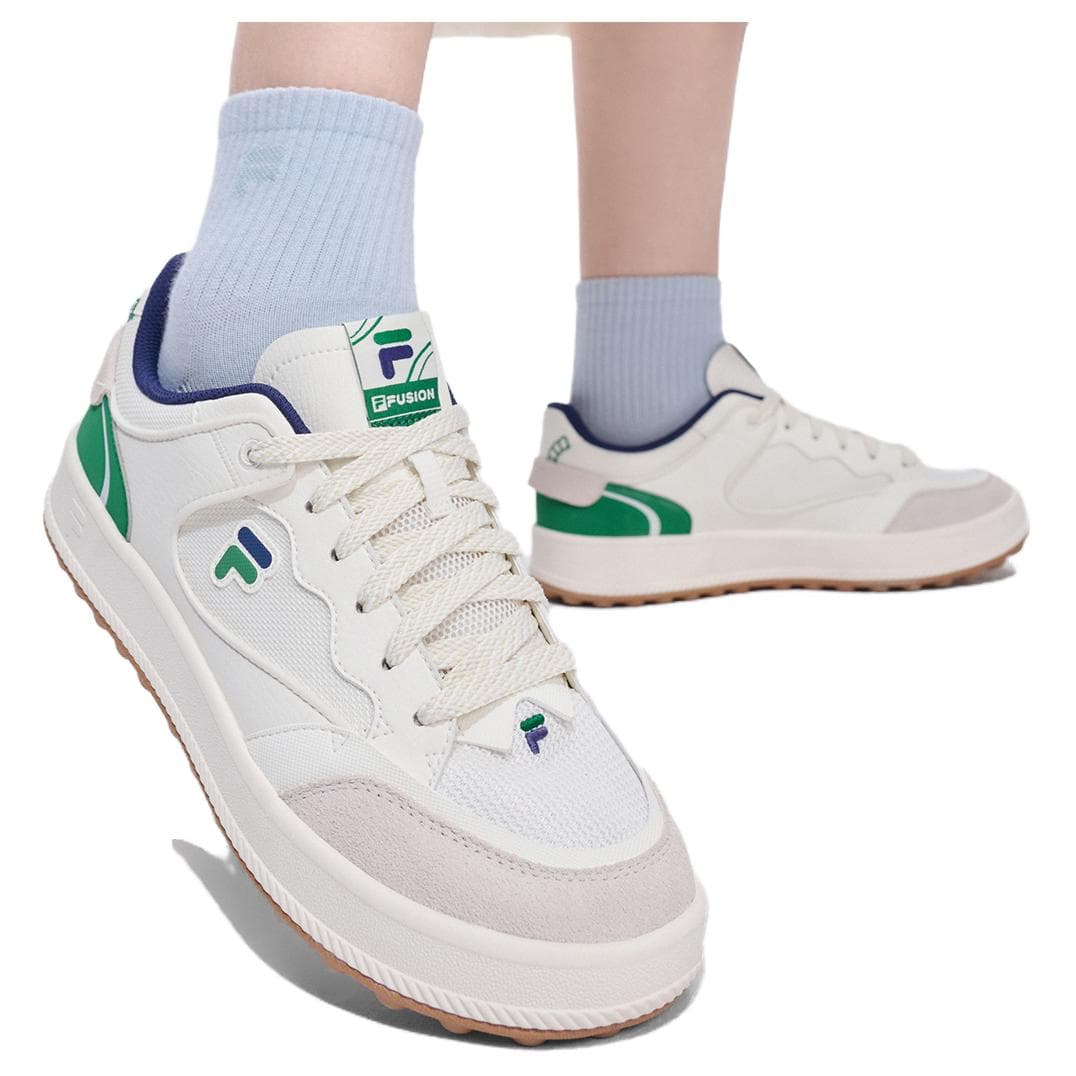 Кроссовки FILA FUSION FUGIO Кеды для скейтбординга Low Топ Бело-зеленый Женские - изображение 8