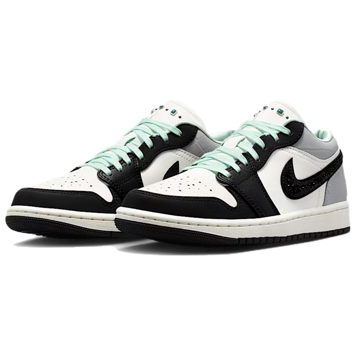 Ретро баскетбольные кроссовки Jordan Air Jordan 1 Ретро-баскетбольные кроссовки Low Топ Холст Белый Черный Парусный Белый Дымчатый Серый Женские - изображение 3