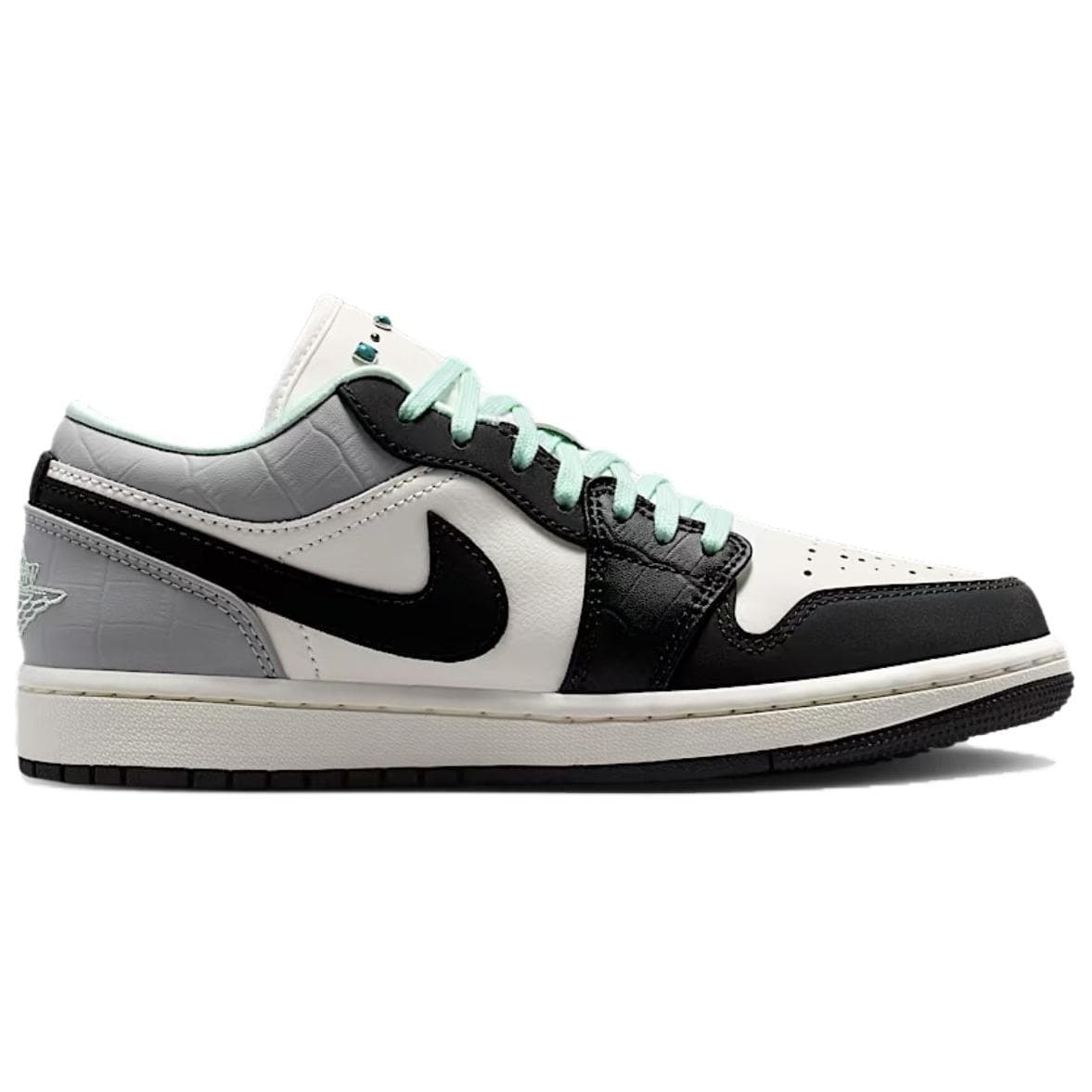 Ретро баскетбольные кроссовки Jordan Air Jordan 1 Ретро-баскетбольные кроссовки Low Топ Холст Белый Черный Парусный Белый Дымчатый Серый Женские - изображение 2