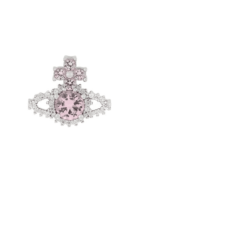 Серьги Vivienne Westwood Saturn Classic Valentina Серьги-кольца с розовым бриллиантом, латунь, серебристый/розовый бриллиант - изображение 4