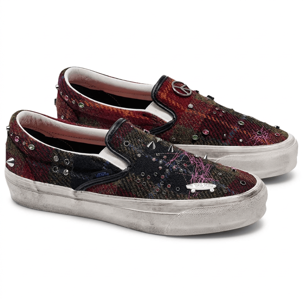 Кроссовки Vans Slip On Кеды для скейтбординга Low Топ Красный синий Унисекс - изображение 2