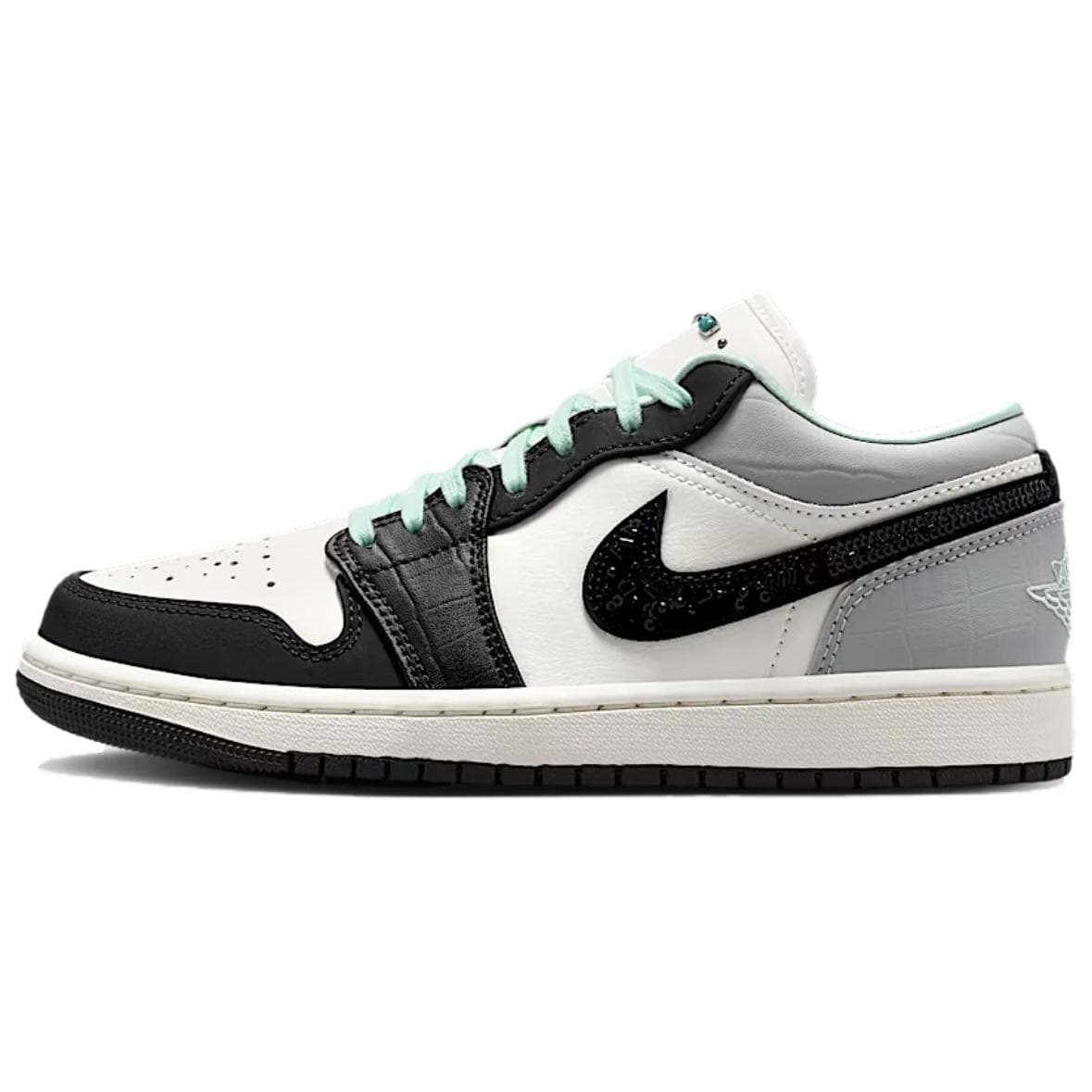 Ретро баскетбольные кроссовки Jordan Air Jordan 1 Ретро-баскетбольные кроссовки Low Топ Холст Белый Черный Парусный Белый Дымчатый Серый Женские - изображение 1