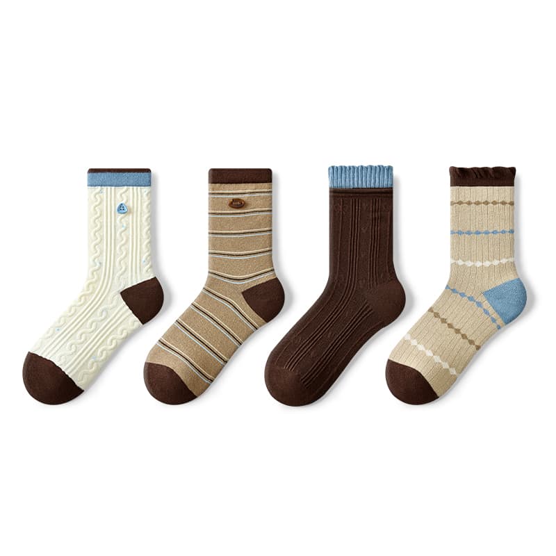 Носки PRIMEET Caramel Warm Brown 4 шт Женские Высокие носки - изображение 1