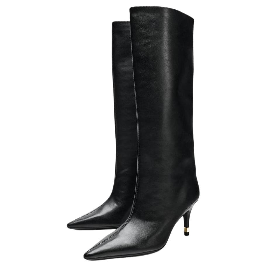Ботинки zara Колено High Ботинки Черный Женские - изображение 3