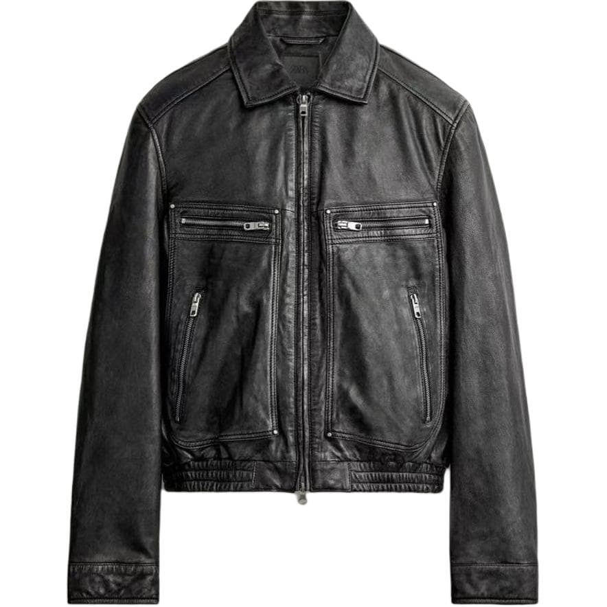 Кожаная куртки zara Черный мужской Кожаные куртки - изображение 1