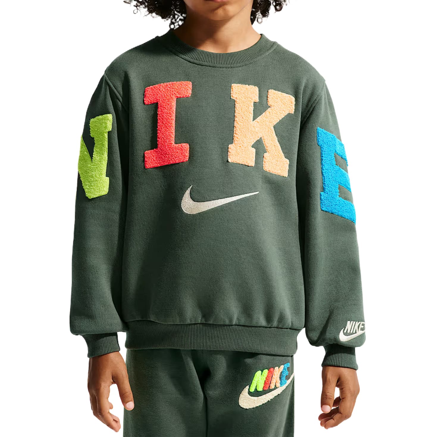 NIKE Зеленый камуфляж Kids Толстовки - изображение 1