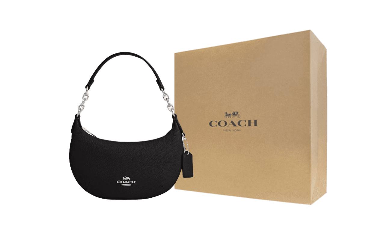 Мини-сумка COACH Payton Утончённая кожа сумка через плечо маленькая женская черная и серебряная - изображение 7