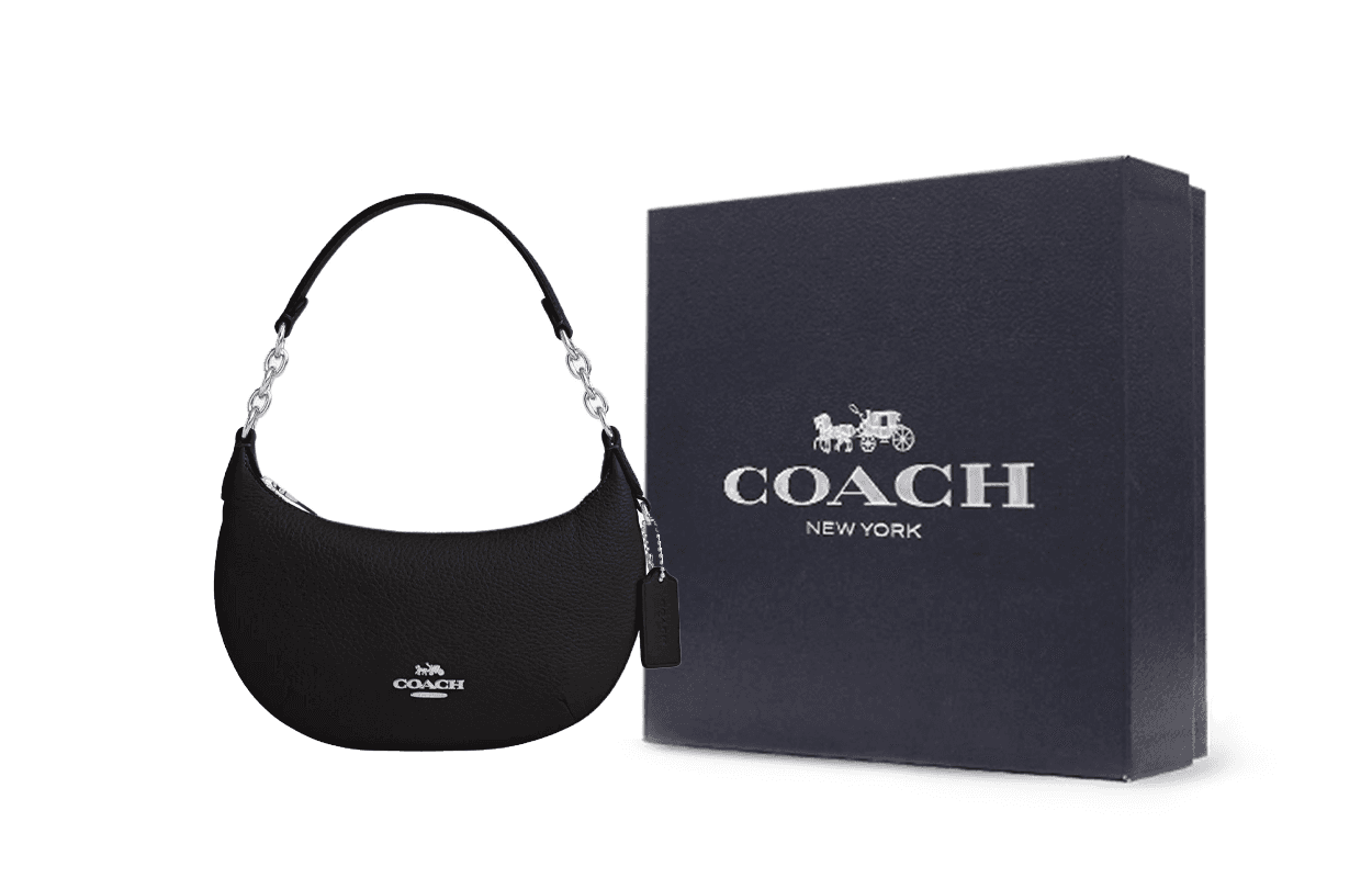 Мини-сумка COACH Payton Утончённая кожа сумка через плечо маленькая женская черная и серебряная - изображение 6