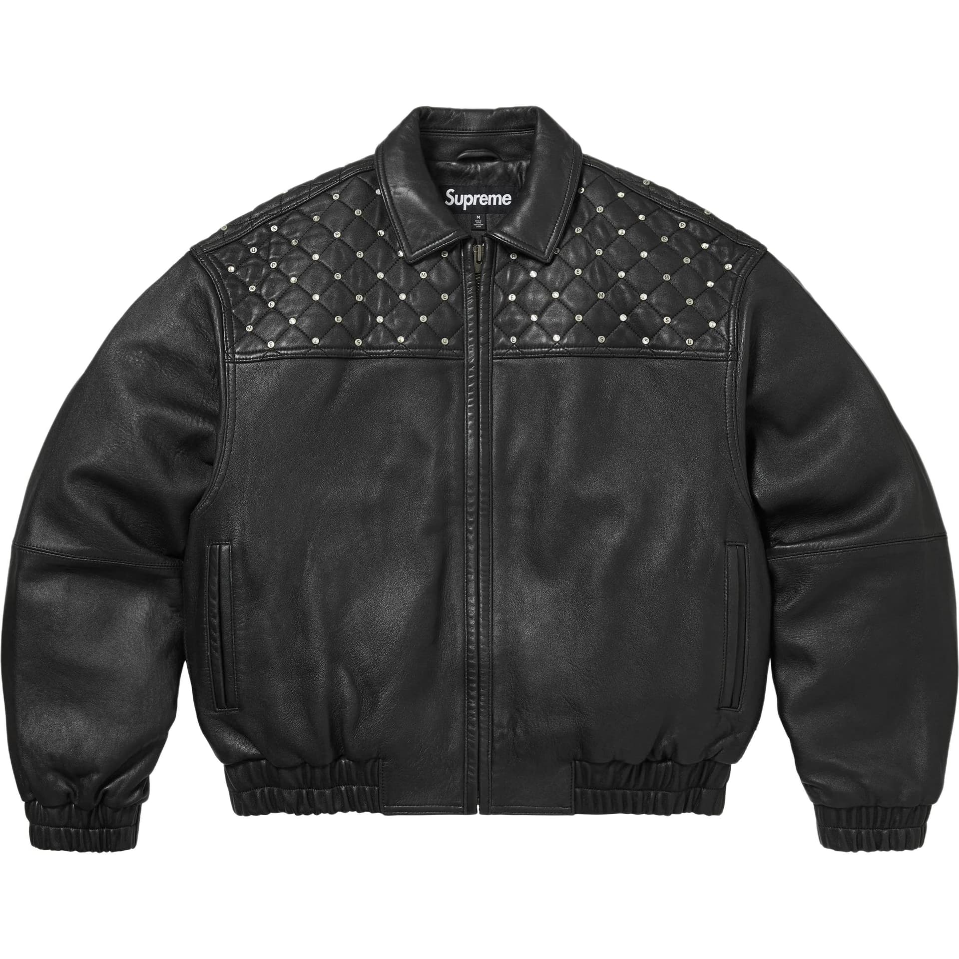 Куртка Supreme x Swarovski FW26 WEEK5 Стеганая кожа с шипами куртка унисекс - изображение 1