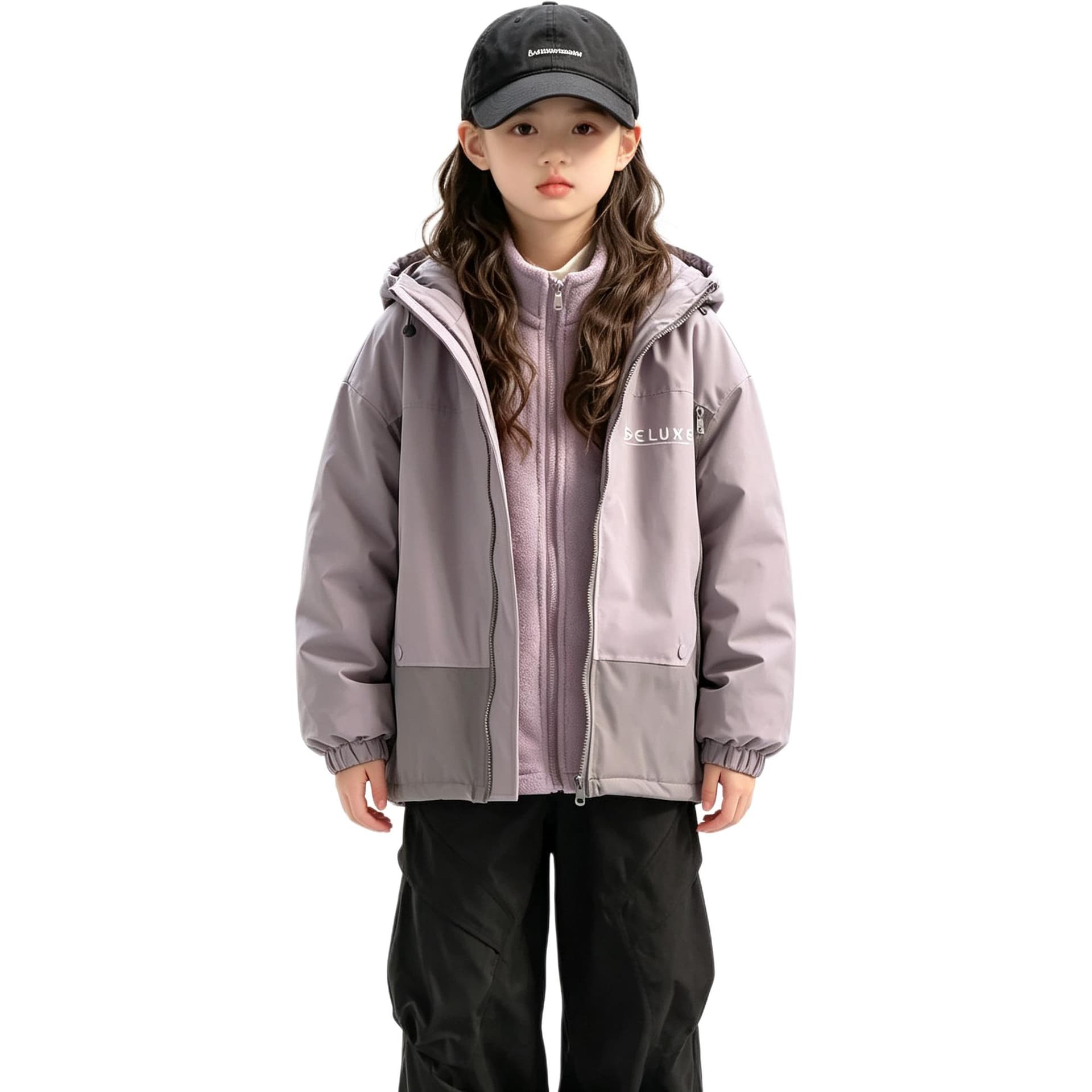 BOBBY ABLEY Корейский Фиолетовый 3-в-1 (Пальто+Подкладка) Kids Туристическая одежда - изображение 1