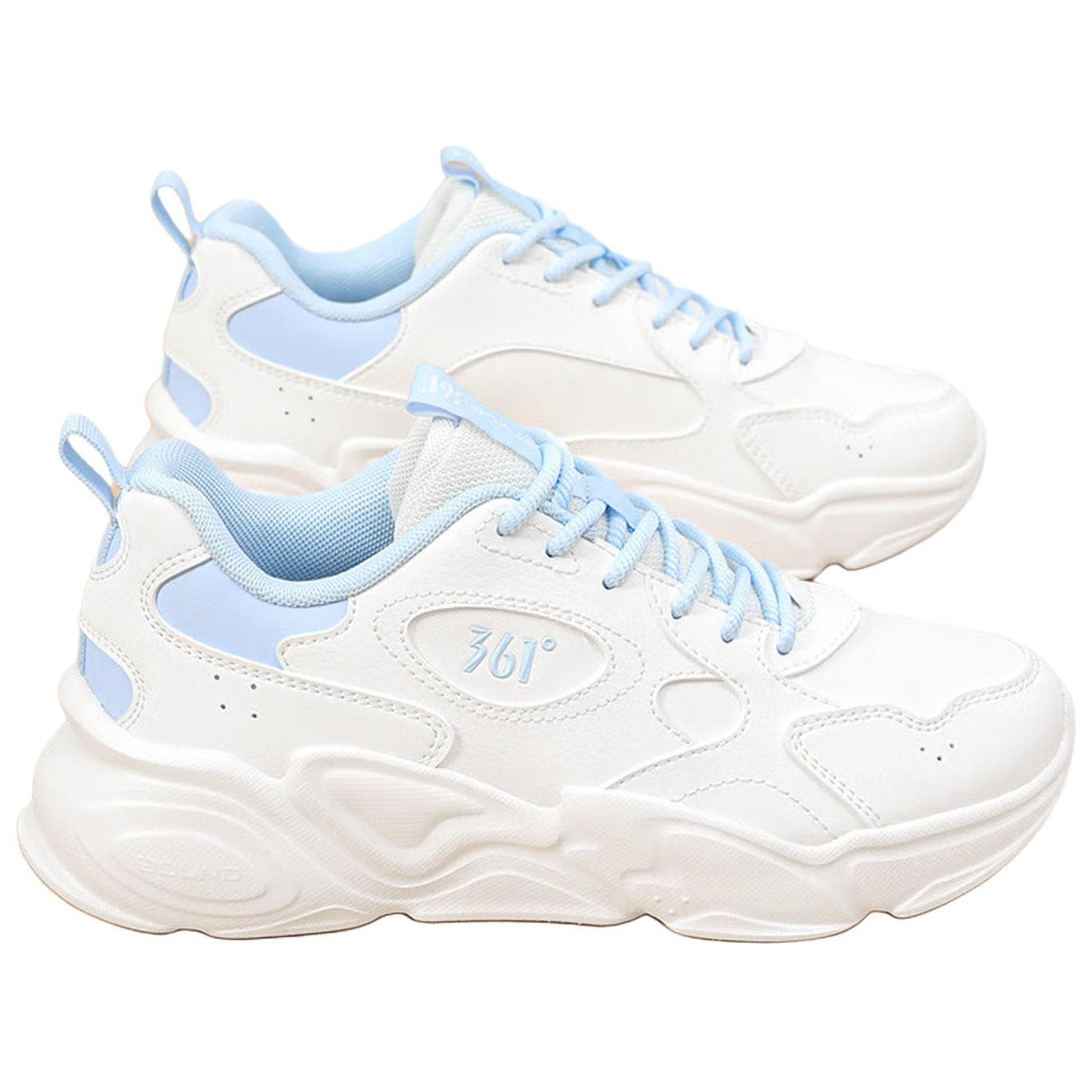 Кроссовки 361° Yunshu Повседневная обувь Low Топ Перьевой белый Мелкие блестки Синий Женские - изображение 4