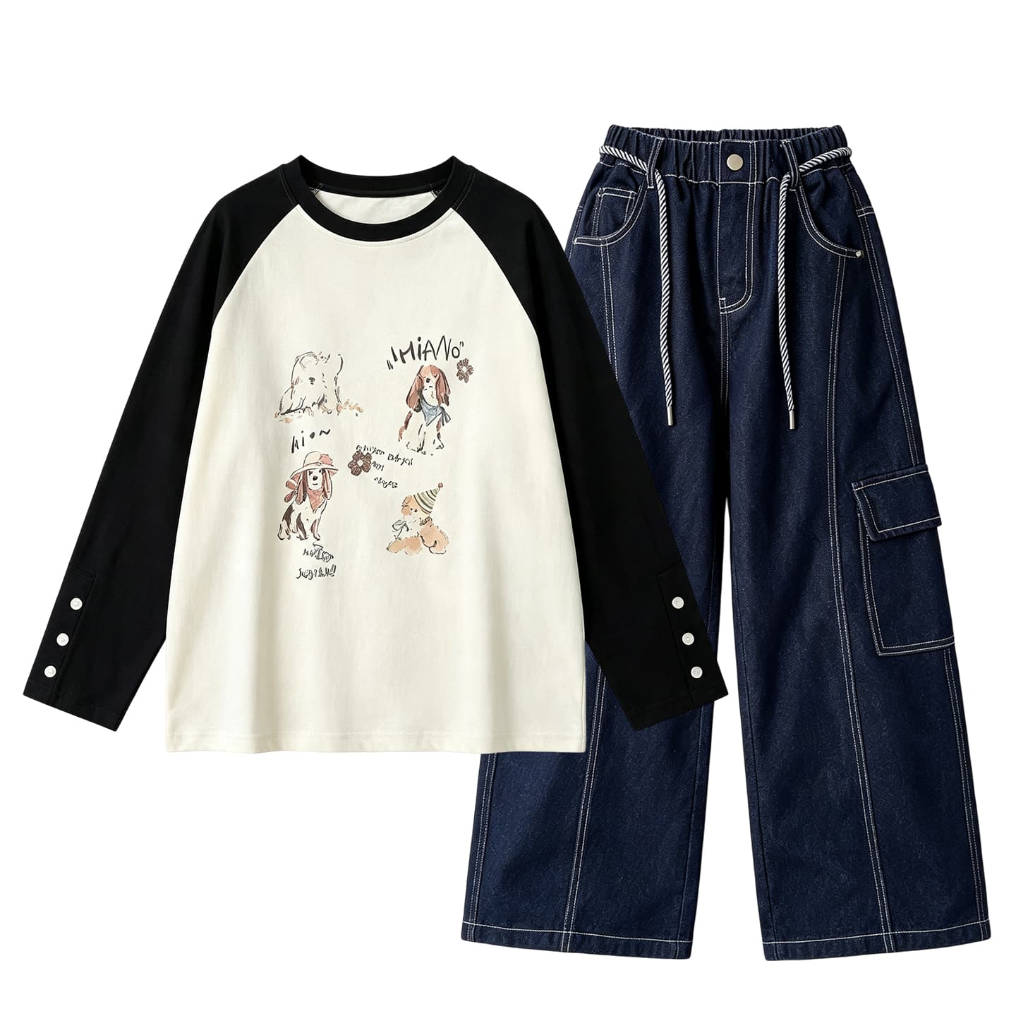 SHIBU 99967 Топ+Штаны Kids Повседневный Спортивный Костюм Комплекты - изображение 1