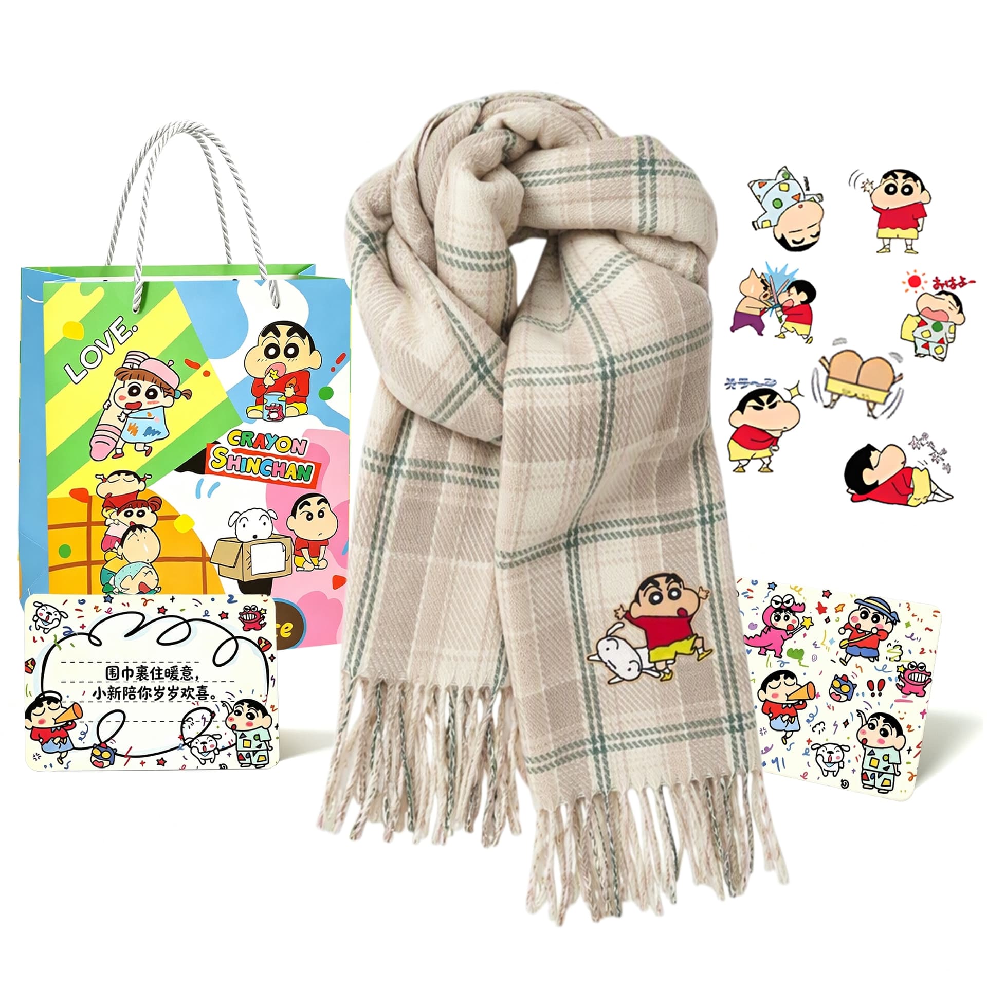 Шарф Crayon Shinchan Полиэфирный трикотаж Платки Унисекс - изображение 1