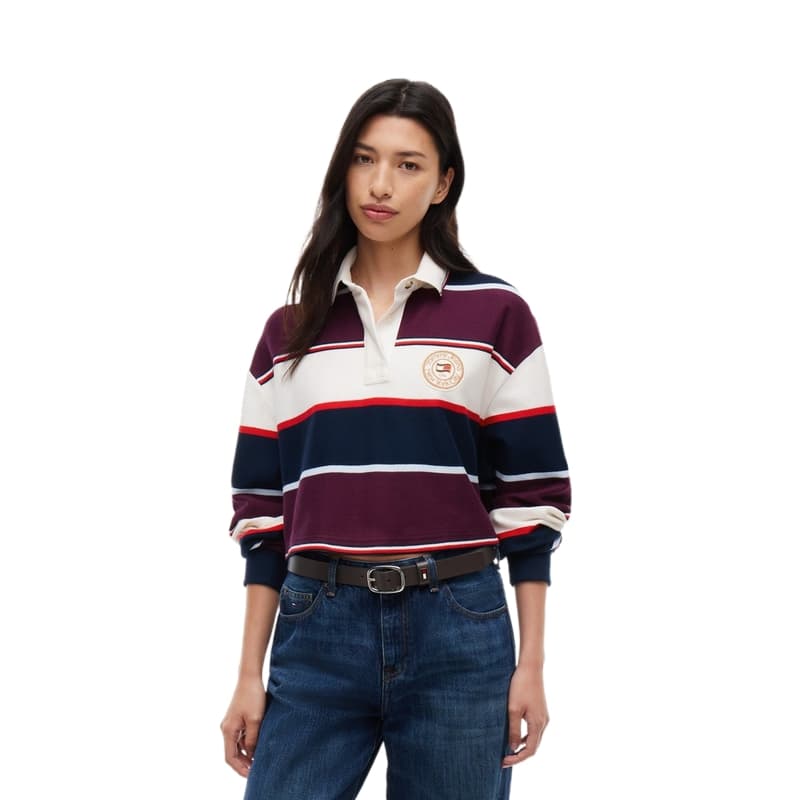 Кофта Tommy Hilfiger Темно-синий синий бордовый белый полосы женские свитшоты C1G - изображение 1