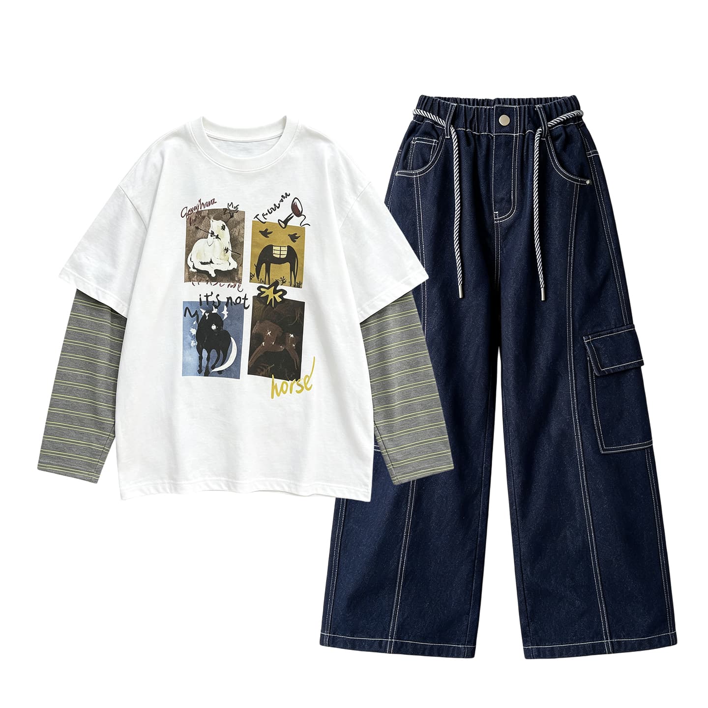 SHIBU 99949 Топ+Штаны Kids Повседневный Спортивный Костюм Комплекты - изображение 1