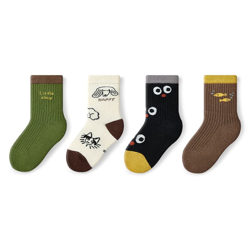 PRIMEET Cute Pet Design (4 Pack) Kids Socks PRIMEET Милый дизайн с питомцами (4 упаковки) носки для детей - изображение 1