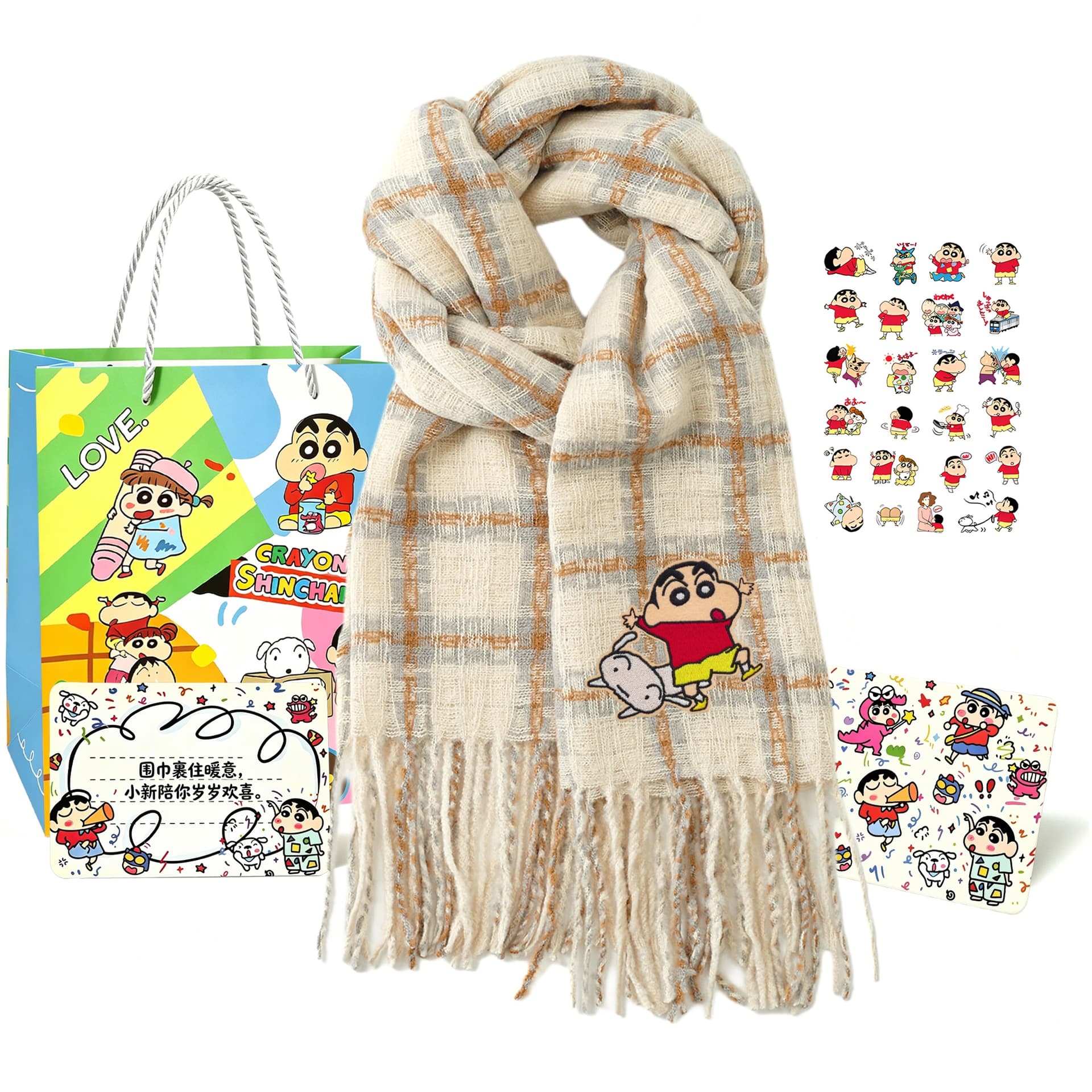 Шарф Crayon Shinchan Полиэфирный трикотаж Платки Унисекс - изображение 1