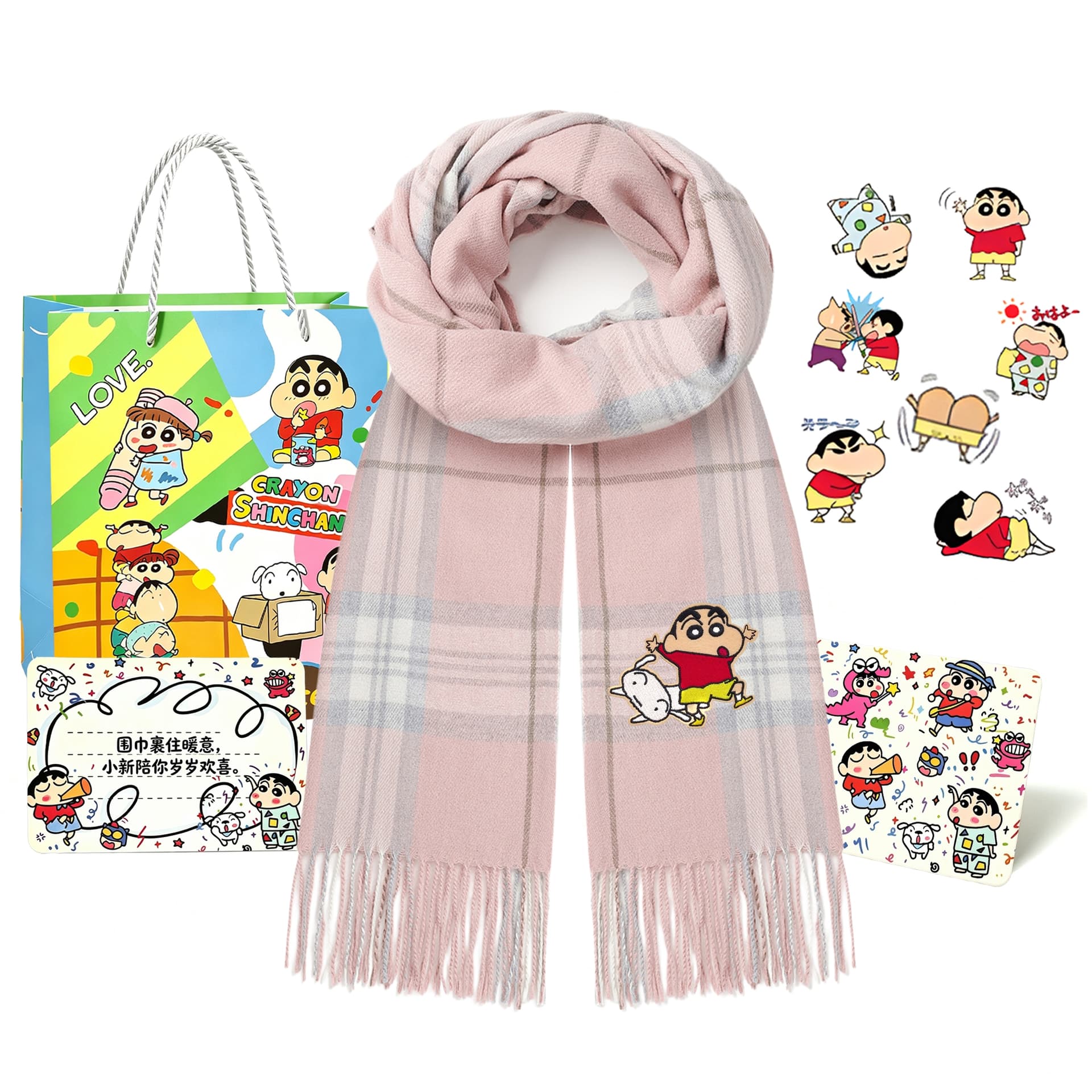 Шарф Crayon Shinchan Полиэфирный трикотаж Платки Унисекс - изображение 1