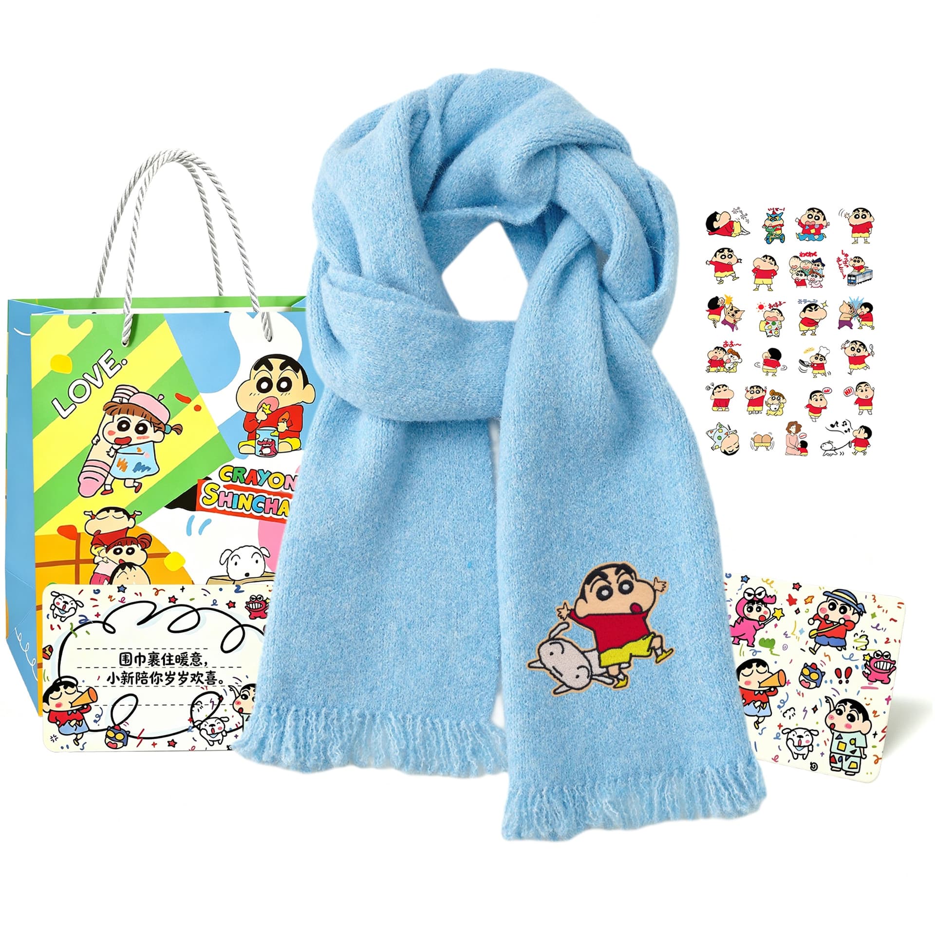 Шарф Crayon Shinchan Шерстяная смесь Knit Scarves Unisex - изображение 1