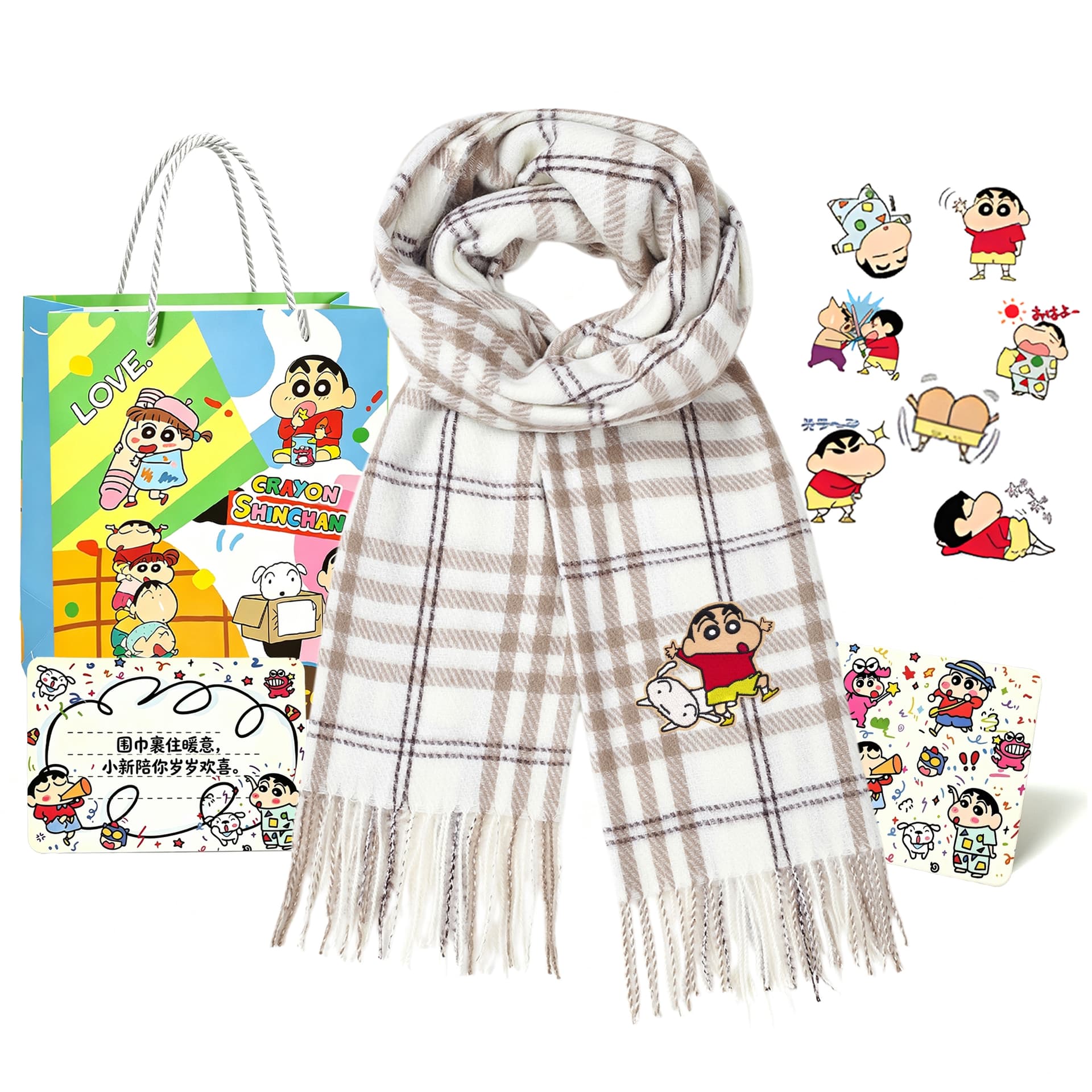 Шарф Crayon Shinchan Полиэфирный трикотаж Платки Унисекс - изображение 1