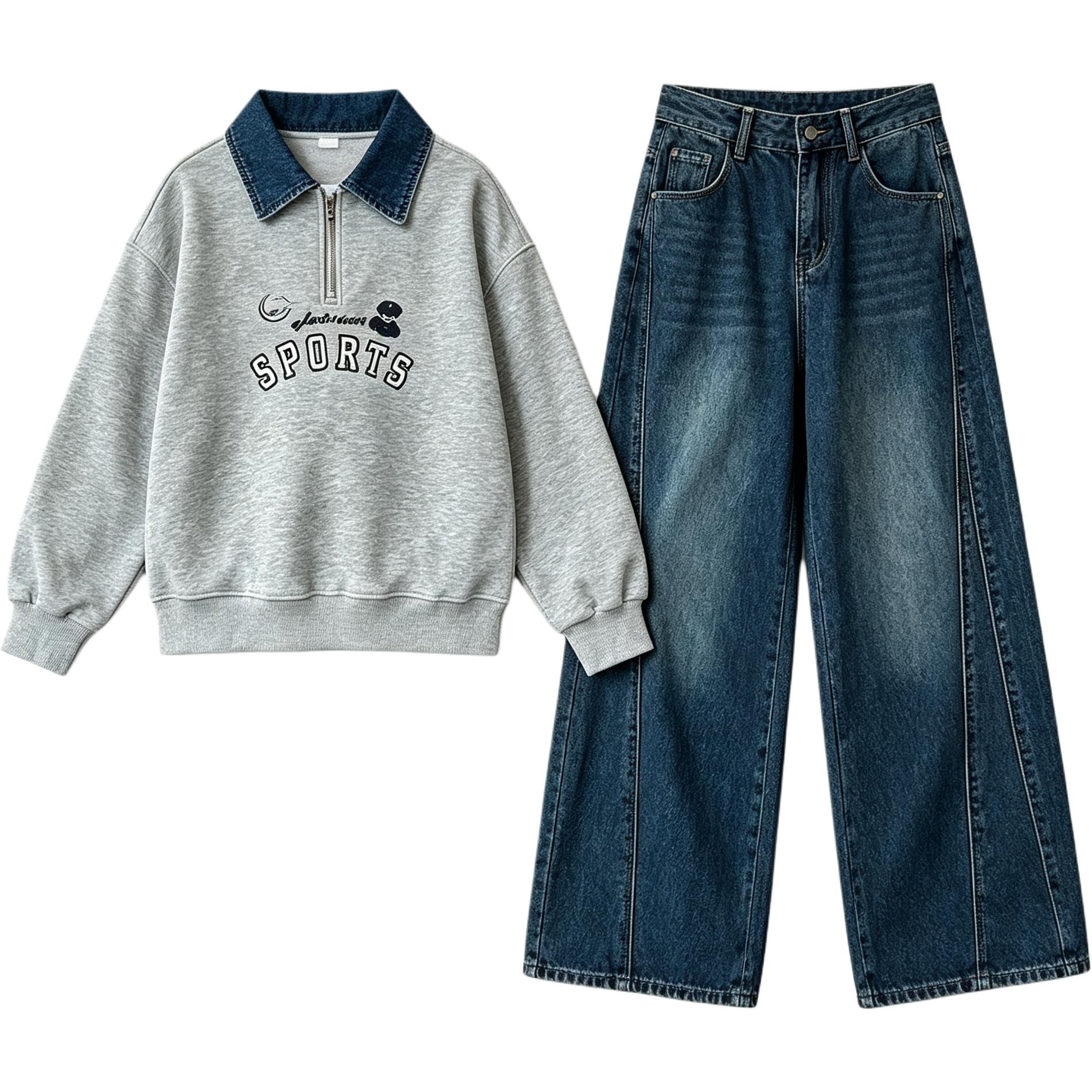 SHIBU 26173 Стиль Свитшот + Брюки Kids Повседневный Спортивный Костюм Комплекты - изображение 1