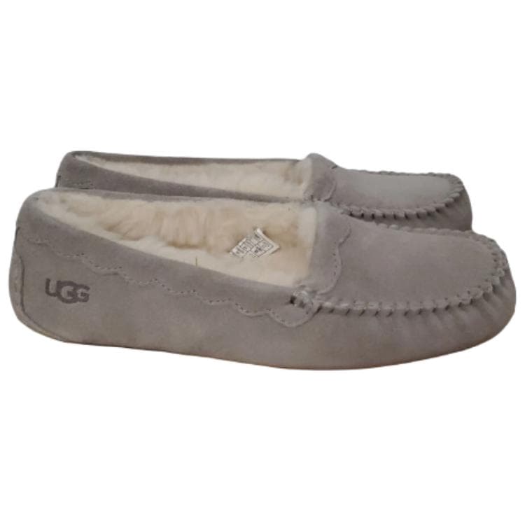 Тапочки UGG Scalloped Moc Повседневная обувь Женская Бежево-Серый - изображение 3