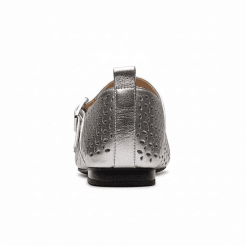 CLARKS Коровья кожа Коровья кожа Грубый каблук Мэри Джейн 1,5 см Женские Серебряные - изображение 4