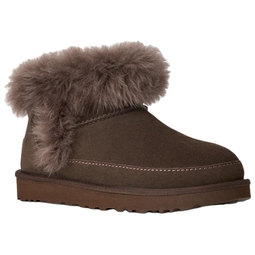 Ботинки зимние UGG Корова Спилок Флисовая Подкладка Удобные Накидные Короткие Ботинки для Снега Женские Темно-Коричневые - изображение 2