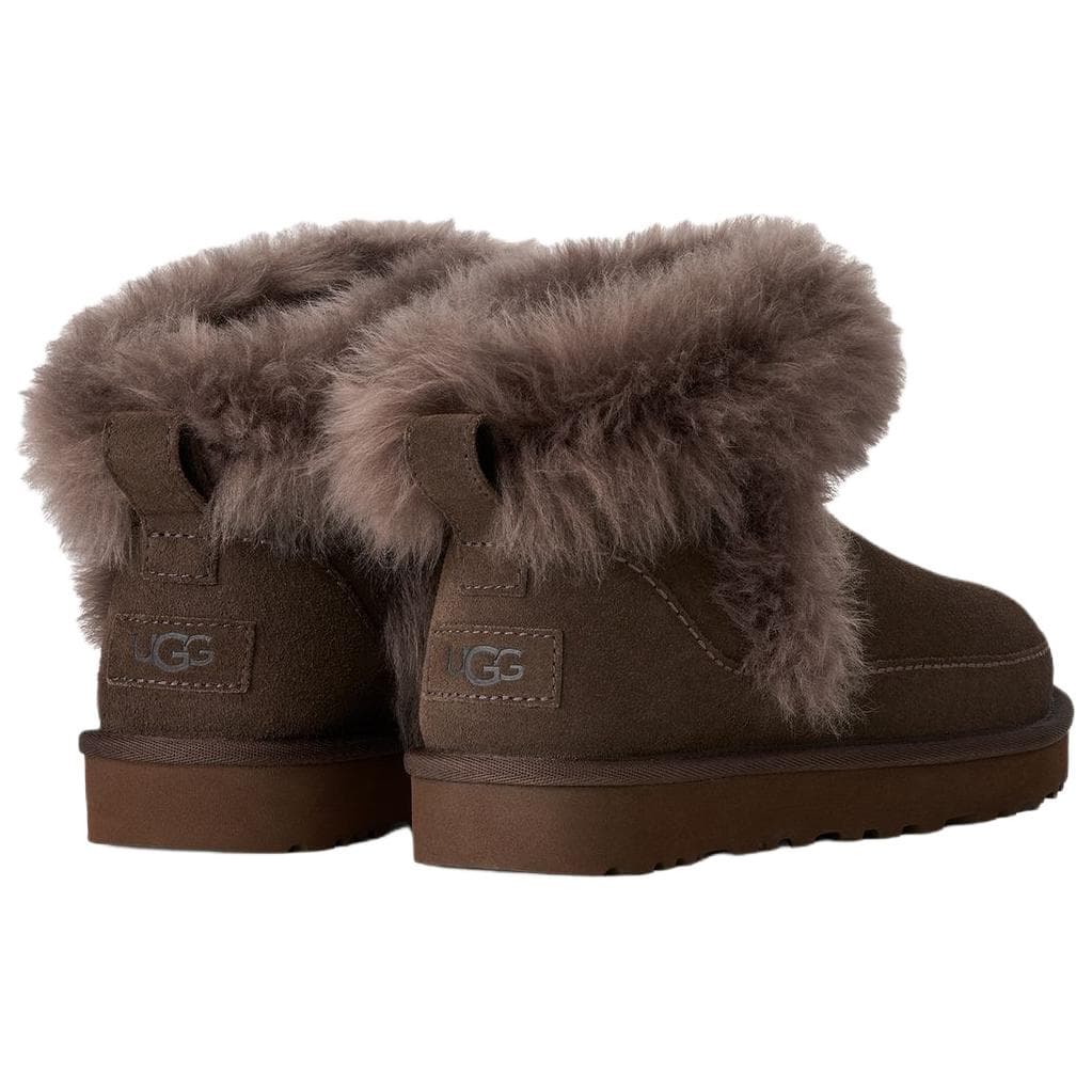 Ботинки зимние UGG Корова Спилок Флисовая Подкладка Удобные Накидные Короткие Ботинки для Снега Женские Темно-Коричневые - изображение 4