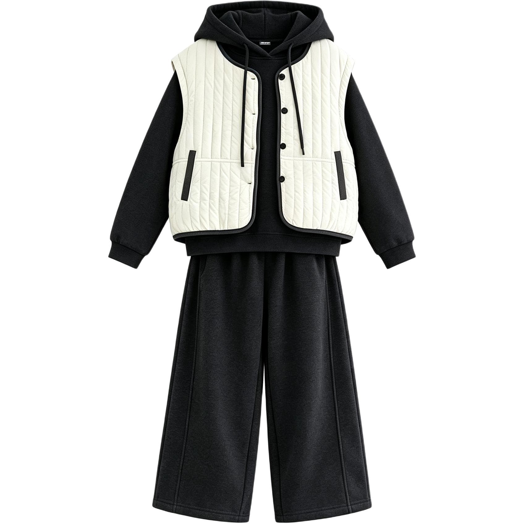 BOBBY ABLEY Серый комплект из трех предметов (Топ + Штаны + Жилет) Kids Повседневный спортивный костюм Комплекты - изображение 1