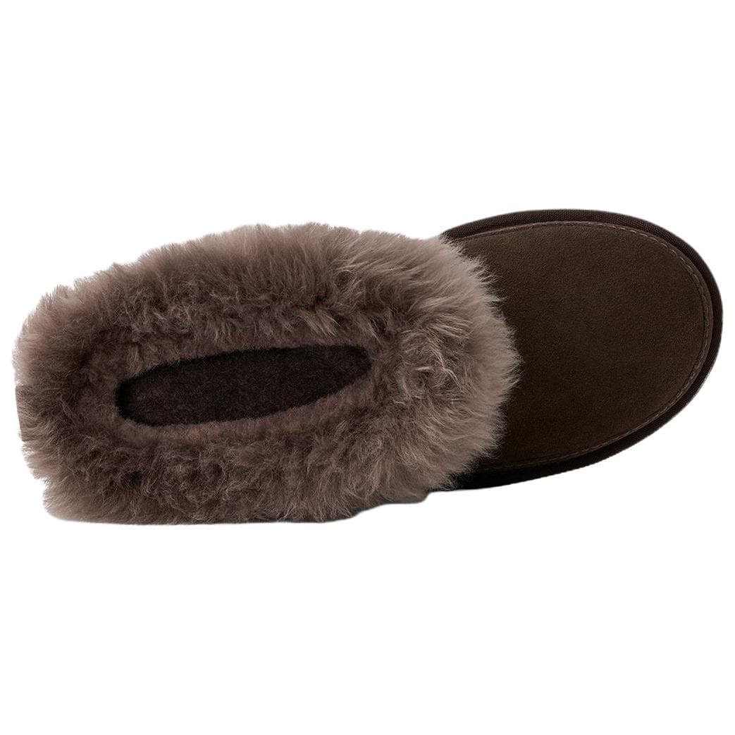 Ботинки зимние UGG Корова Спилок Флисовая Подкладка Удобные Накидные Короткие Ботинки для Снега Женские Темно-Коричневые - изображение 3