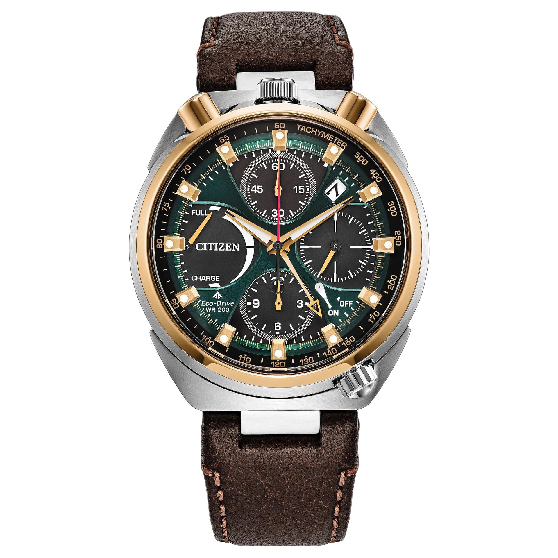 Часы CITIZEN Promaster Кварцевый механизм на солнечной энергии кожаный ремешок часы 44,5 мм мужские зеленый циферблат - изображение 1