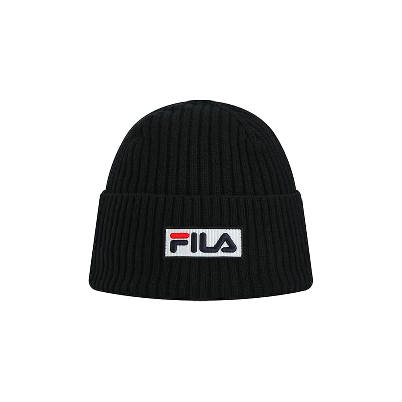 Шапка FILA Акриловая овечья шерсть шерсть полиэстеровое волокно шапка-бини унисекс глубокий черный - изображение 2