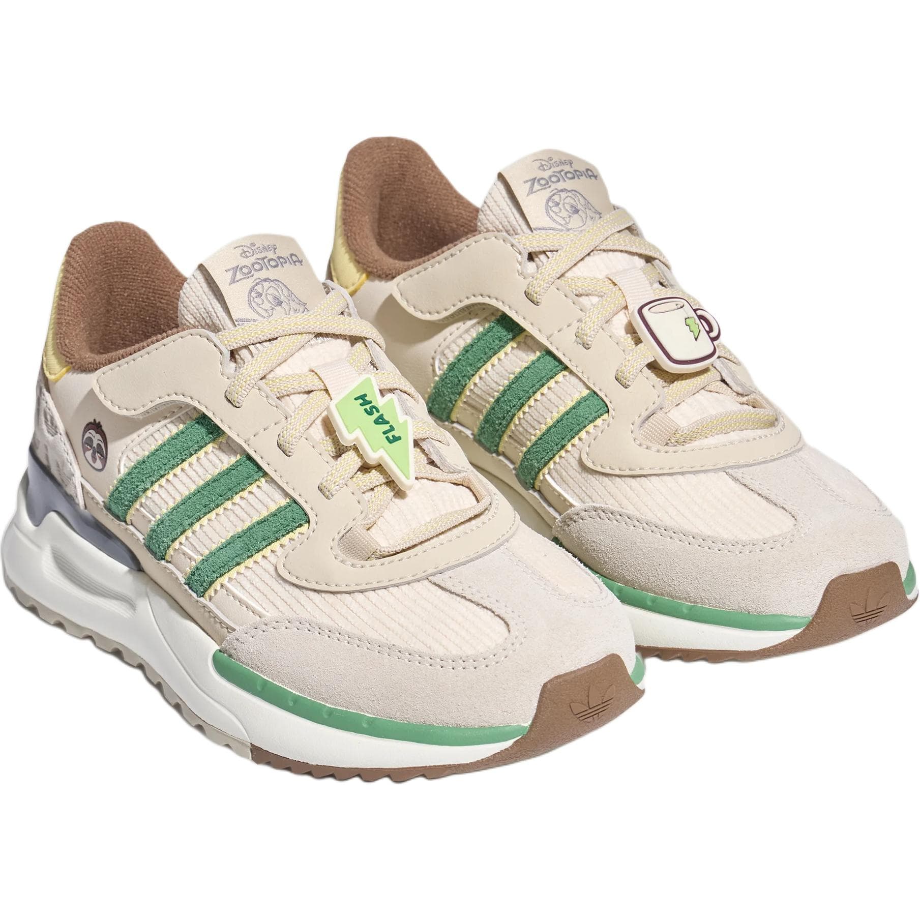 Кроссовки Adidas Originals X Disney RETROPY Лоу-топы Детские беговые кроссовки Белый зеленый желтый Детский - изображение 4