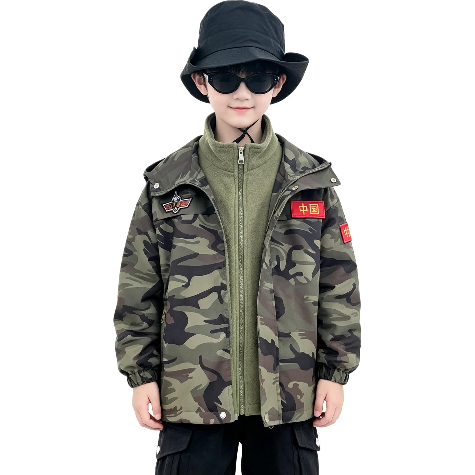 BOBBY ABLEY Армейский зеленый 3-в-1 (Подкладка + Пальто) Школьная туристическая одежда - изображение 1