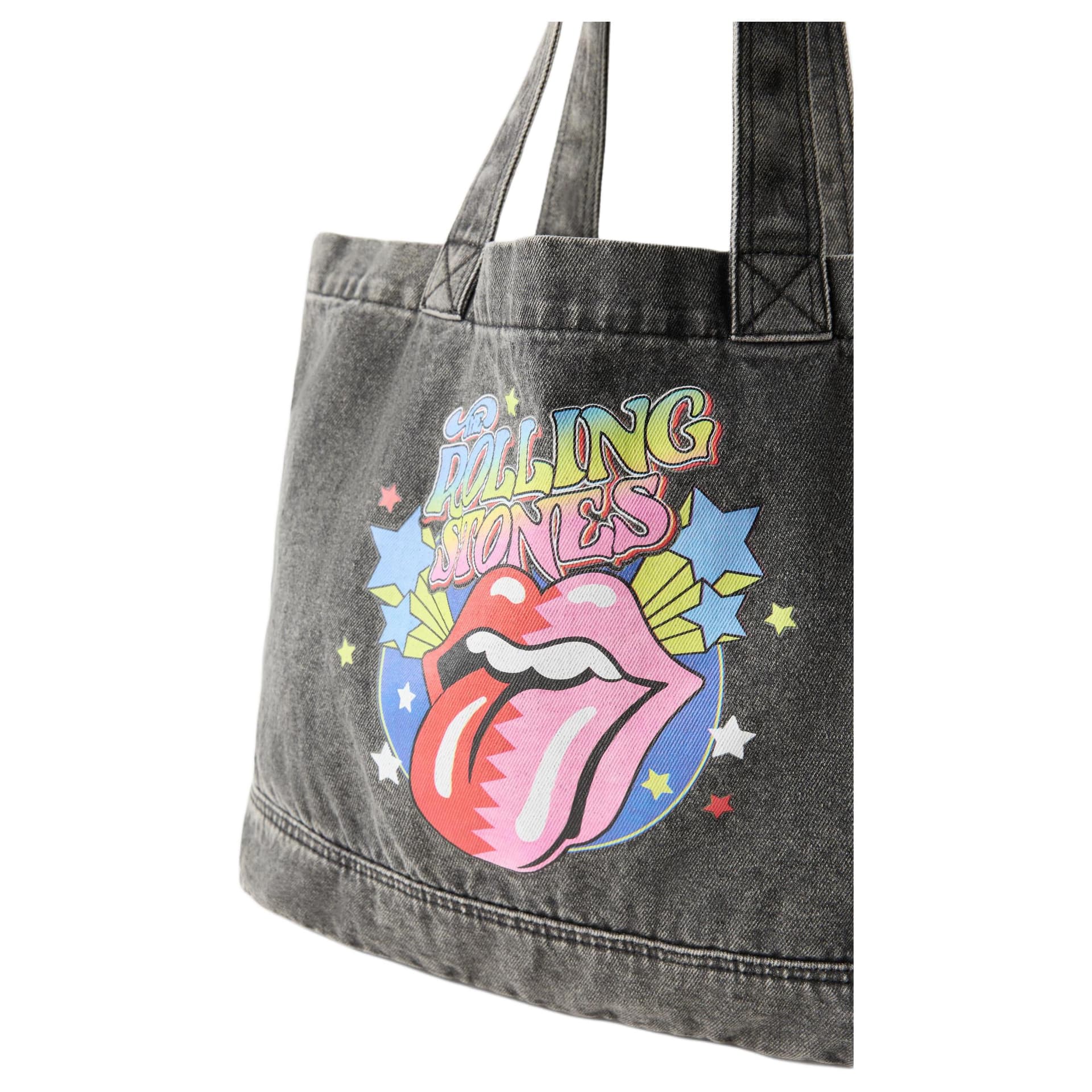 Мини-сумка ZARA X Rolling Stones Коллаборация Хлопковое волокно С Полиэстером Сумка через плечо Женская Черная - изображение 6