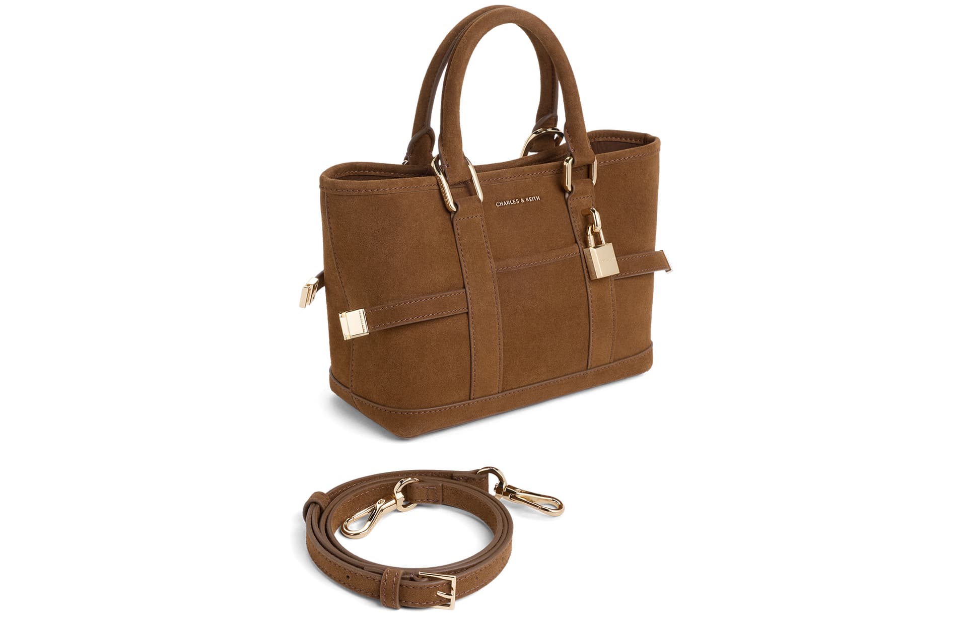 Сумка CHARLES KEITH Переработанная кожа Тоут Сумки Стандартные (Standard) Женские Песочный Коричневый Янтарный Коричневый - изображение 3