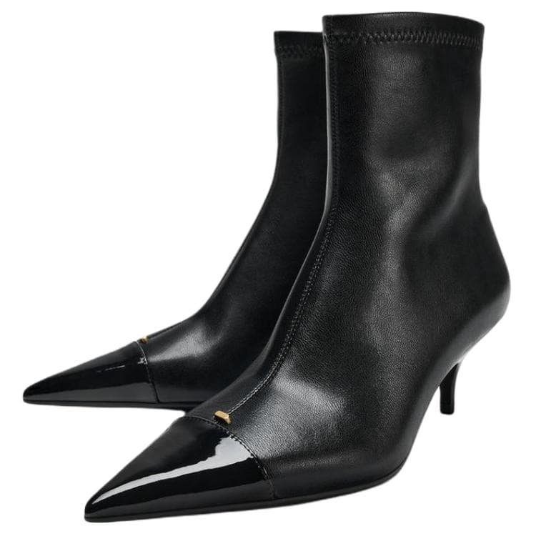 Сапоги zara ПУ (полиуретан) Ботильоны Женские Черный - изображение 3