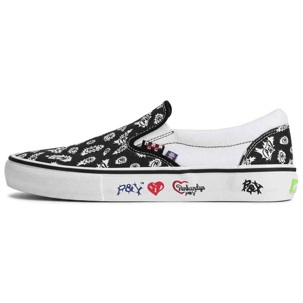 Кроссовки Vans X punkandyo Classic Slip-On Лоу-топы Скейтборд Обувь Унисекс Черный - изображение 1