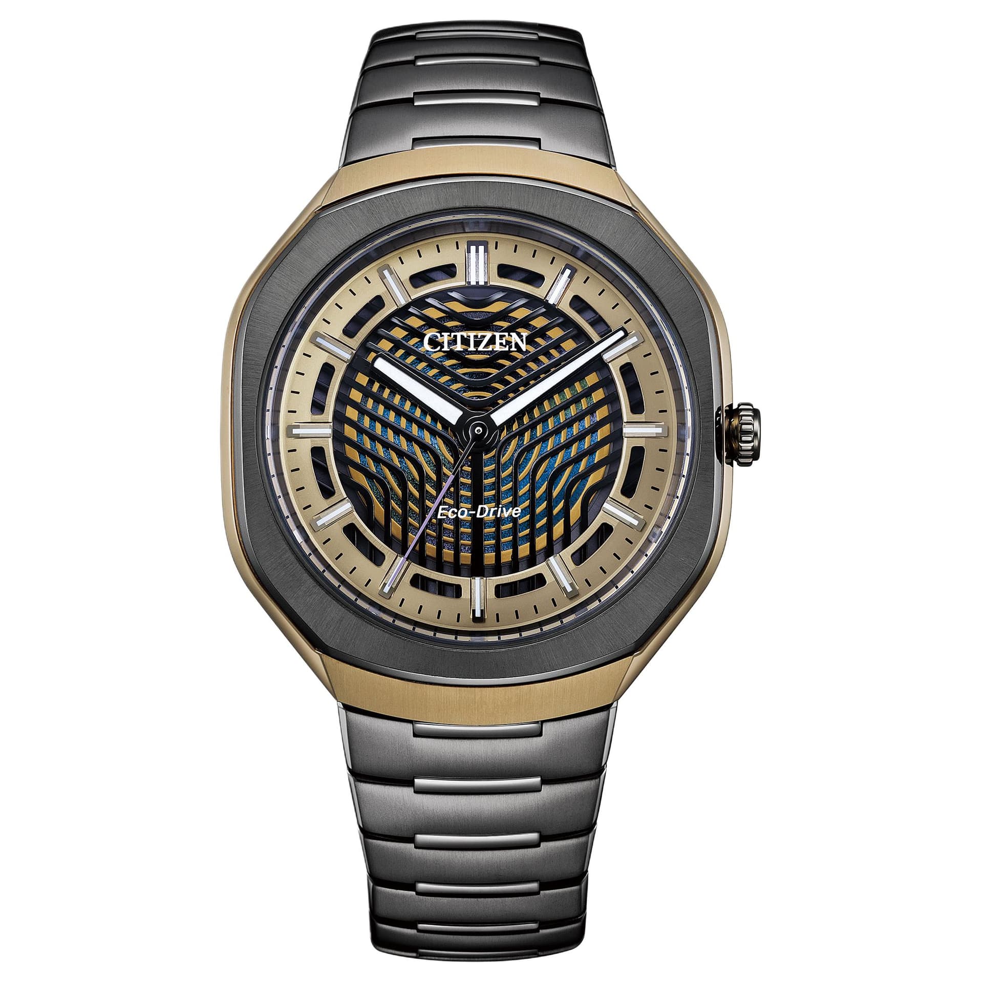 Часы CITIZEN Eco-Drive Кварцевый механизм Супер титан Шнуровка Часы 40 мм Мужские часы Золотистый циферблат - изображение 1