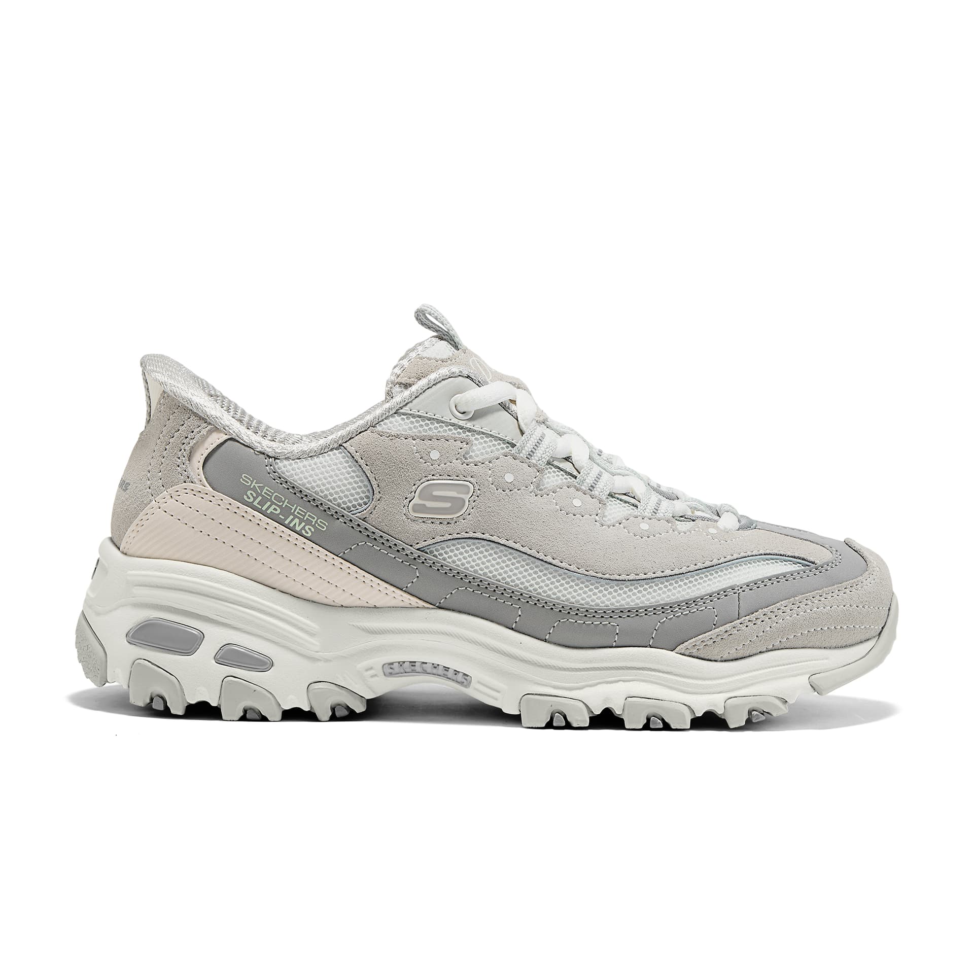 Кроссовки Skechers DLITES Износостойкий Легкий Увеличение роста Лоу-топы Массивные кроссовки Women's White Серый - изображение 2