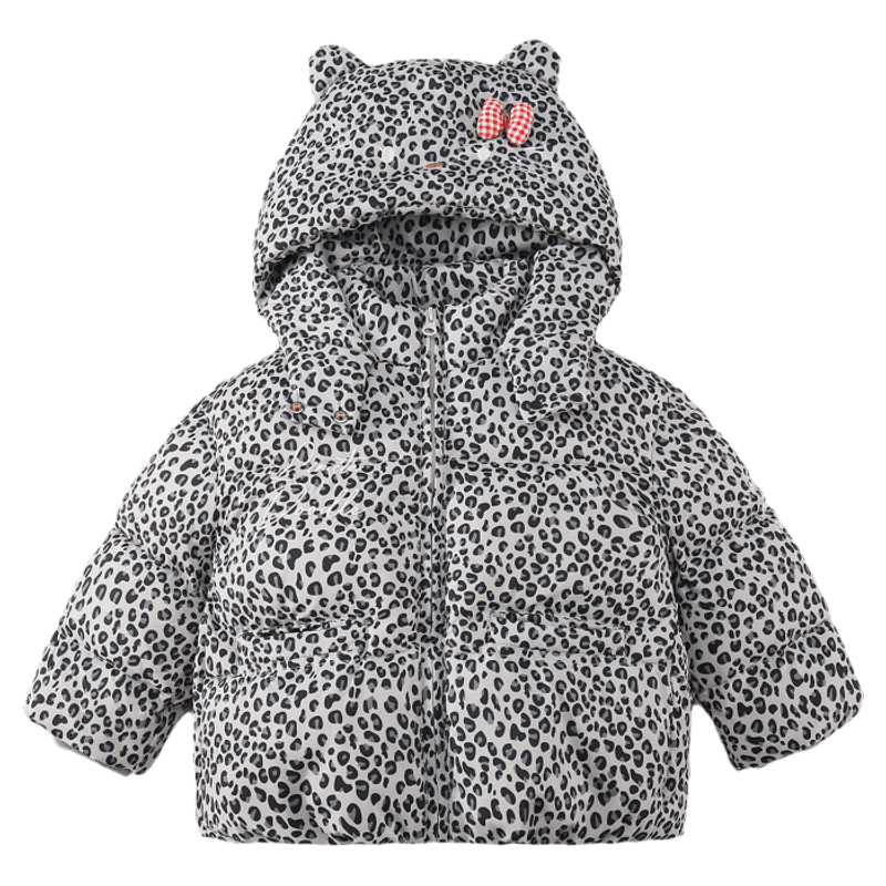 SHIBU D9660-Девочки Мультяшный Леопардовый принт Пуховая куртка Kids Утеплённые куртки - изображение 1