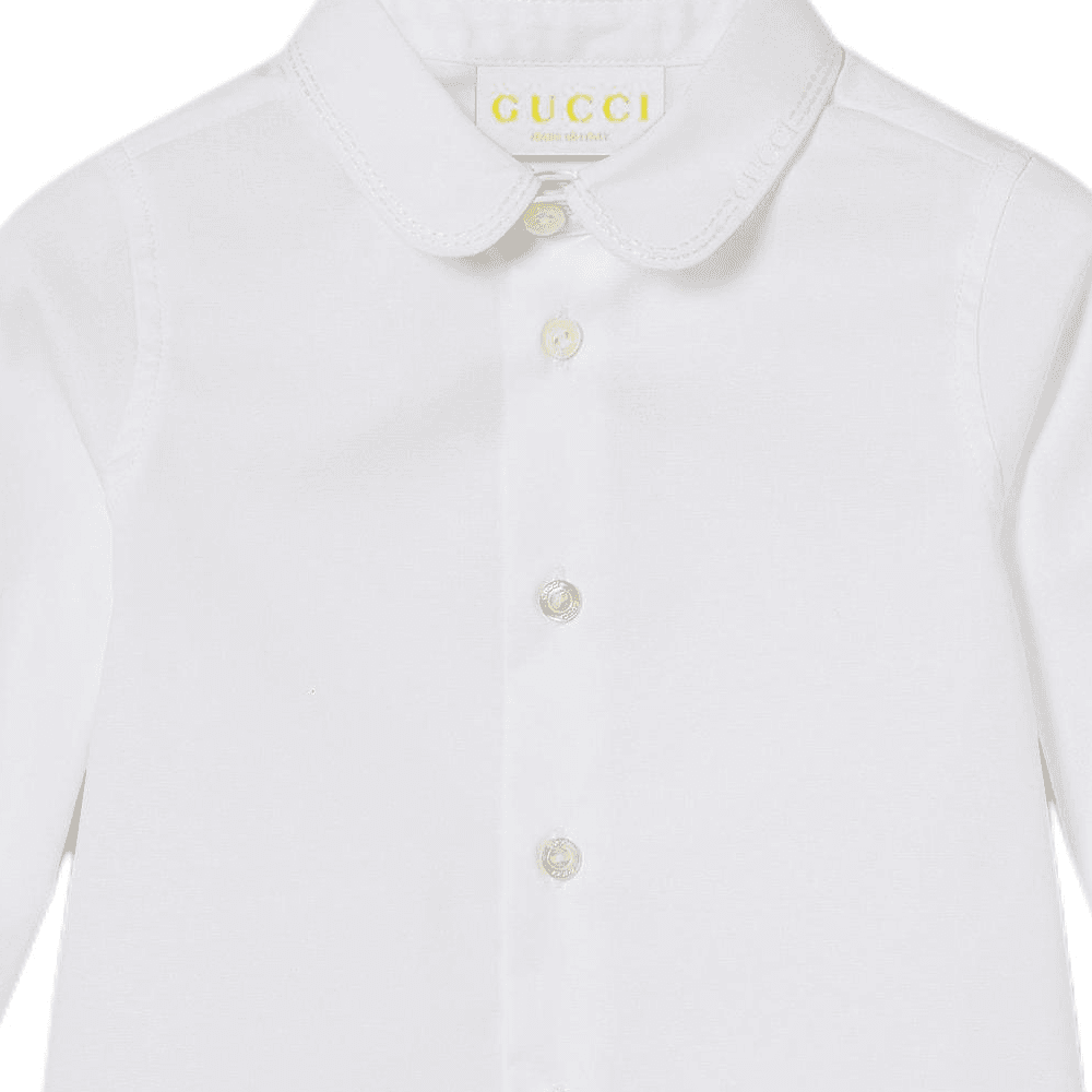 GUCCI Однотонная рубашка весенне-осеннего сезона для детей белого цвета - изображение 3