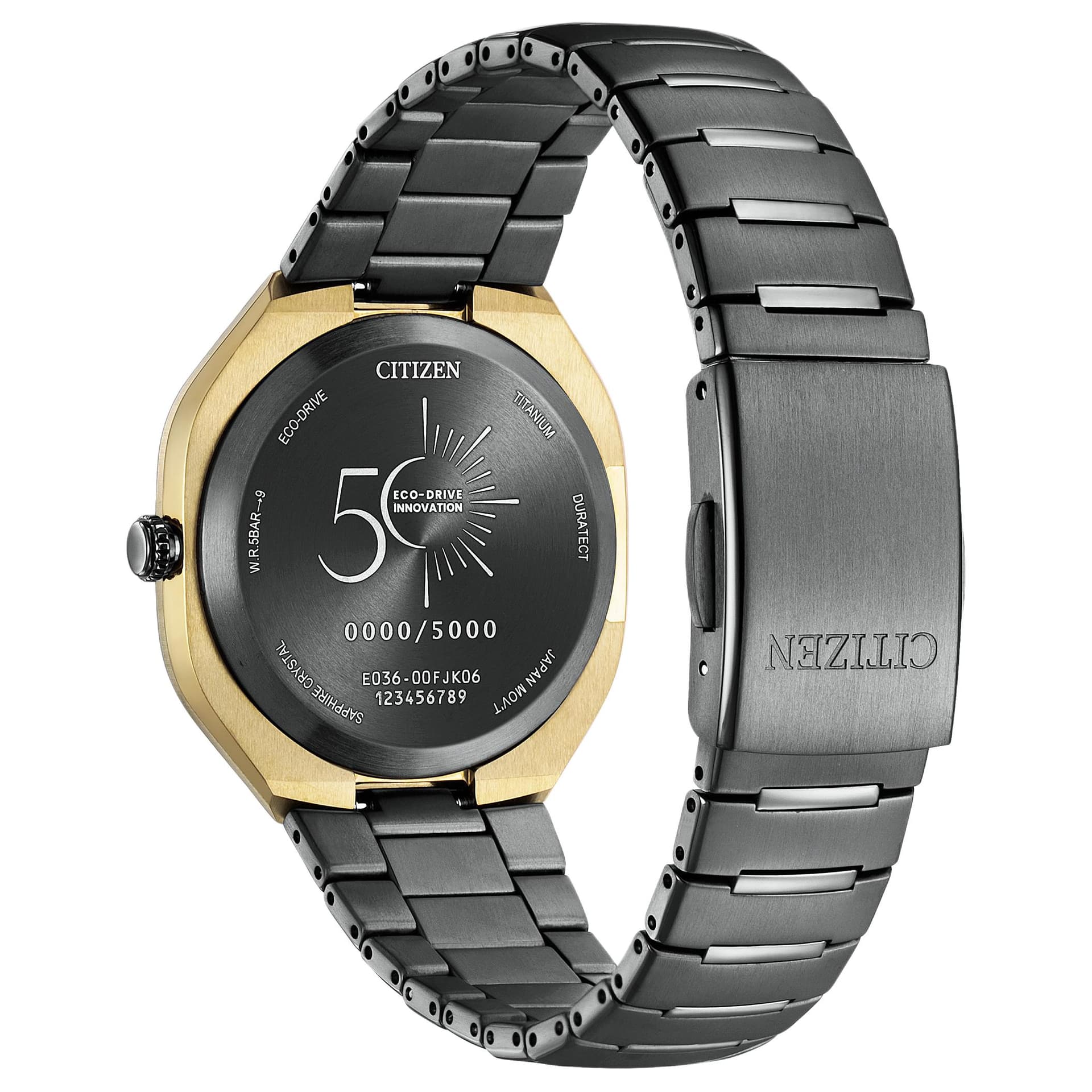 Часы CITIZEN Eco-Drive Кварцевый механизм Супер титан Шнуровка Часы 40 мм Мужские часы Золотистый циферблат - изображение 3