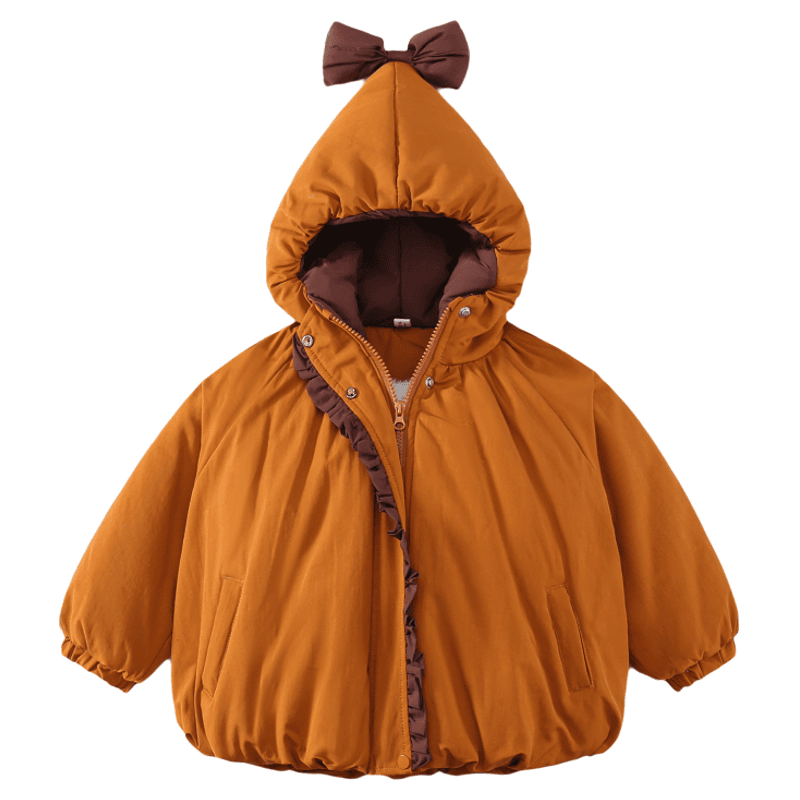 SHIBU D9642-Девочки Однотонный С капюшоном Хлопковый пуховик (с шарфом) Kids Утеплённая куртка - изображение 1
