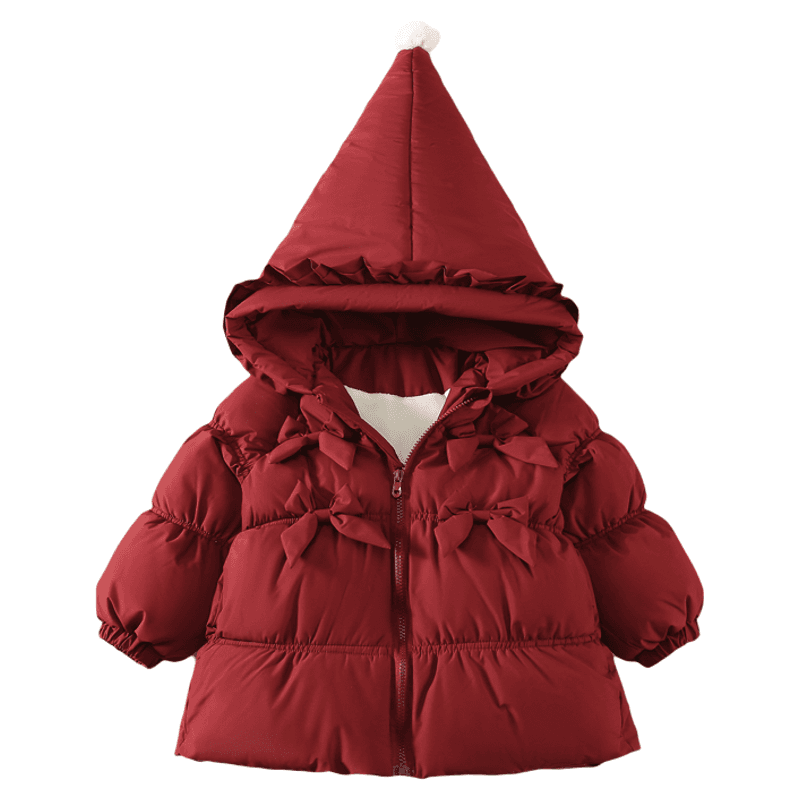 SHIBU D9366-Bowknot С капюшоном Пух Красный Kids Утеплённая куртка - изображение 1