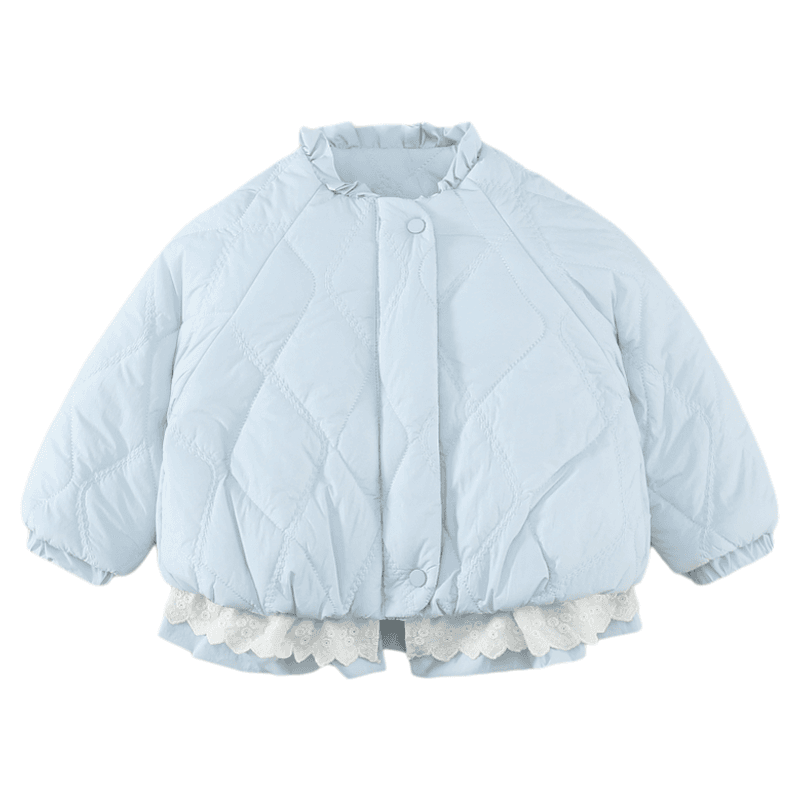 SHIBU D9561-Кружевная отделка Хлопковый пуховик в стиле пэчворк Синий Kids Утеплённые куртки - изображение 1