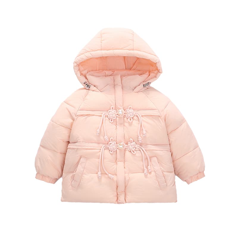 SHIBU D8639-Китайский Узел Pearl Кнопка Пуховая Куртка Розовый Детский Утеплённый Пуховик - изображение 1
